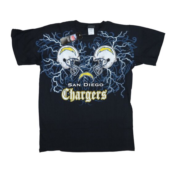 San Diego Chargers NFL Team Apparel Face Off Liquid Blue Crew Neck T-Shirt NWT - Picture 1 of 2